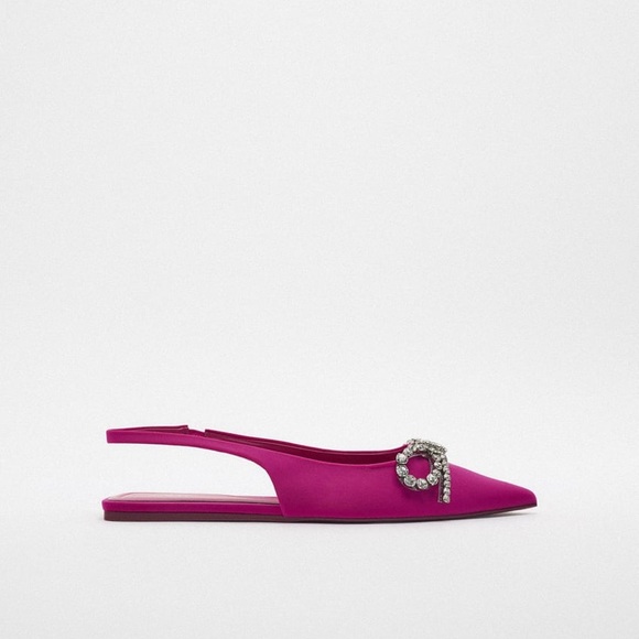 ZARA Rhinestone EMBELLISHED BOW FLAT MULES Sandals shoes - Picture 6 of 10